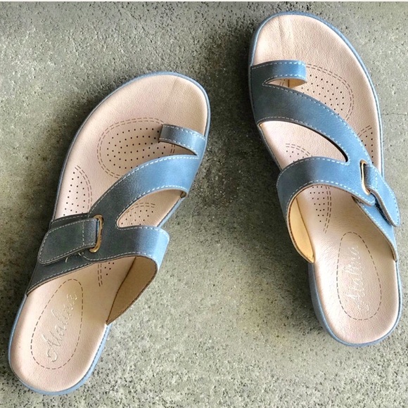 Italina COMFORT Powder Blue Toe Ring Slide SANDAL - Picture 3 of 8